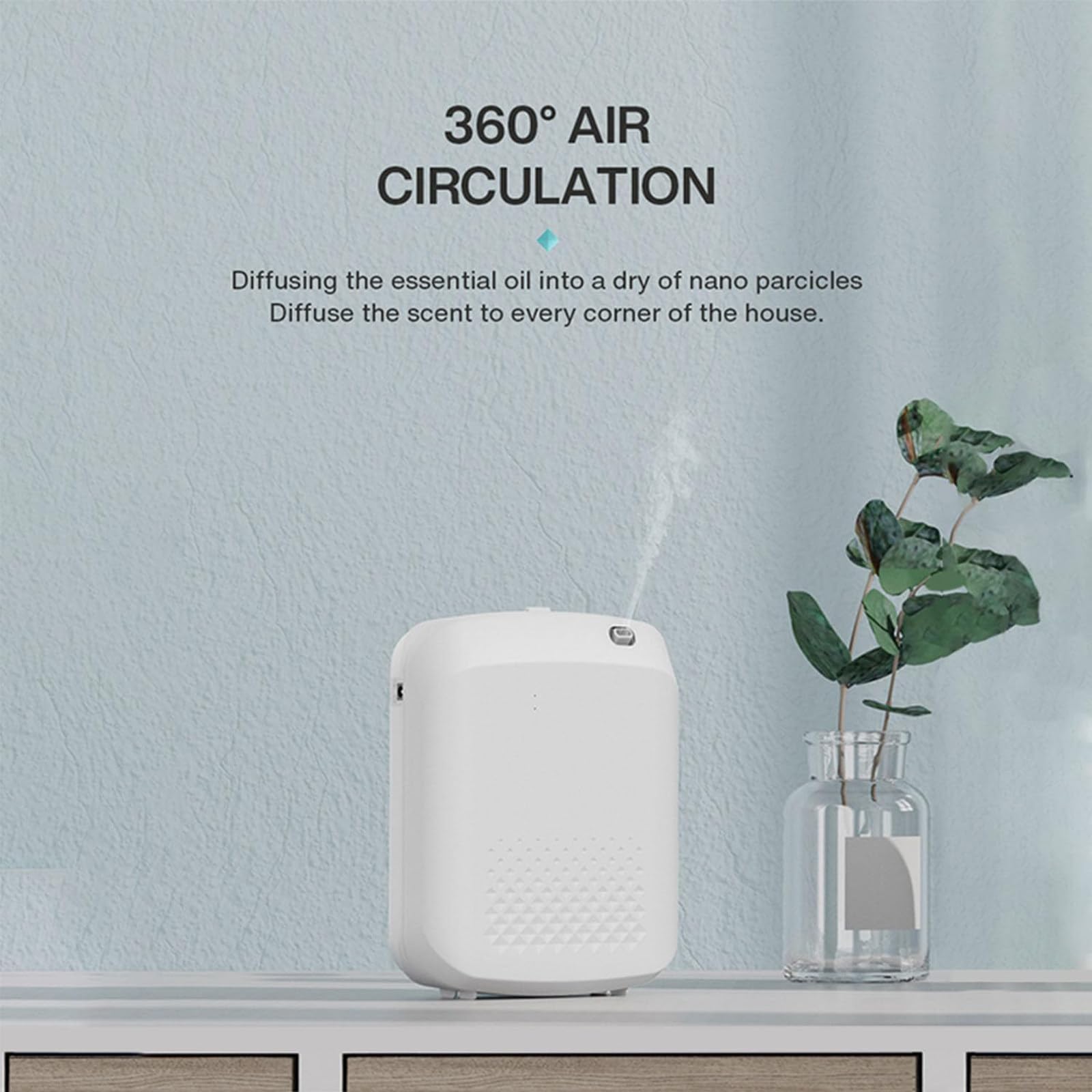 Difusor de aceites esenciales con Bluetooth, máquina de aromaterapia inteligente, gran capacidad de 400 ml, montado en la pared, control Bluetooth, 5 velocidades para el hogar, hotel,Black