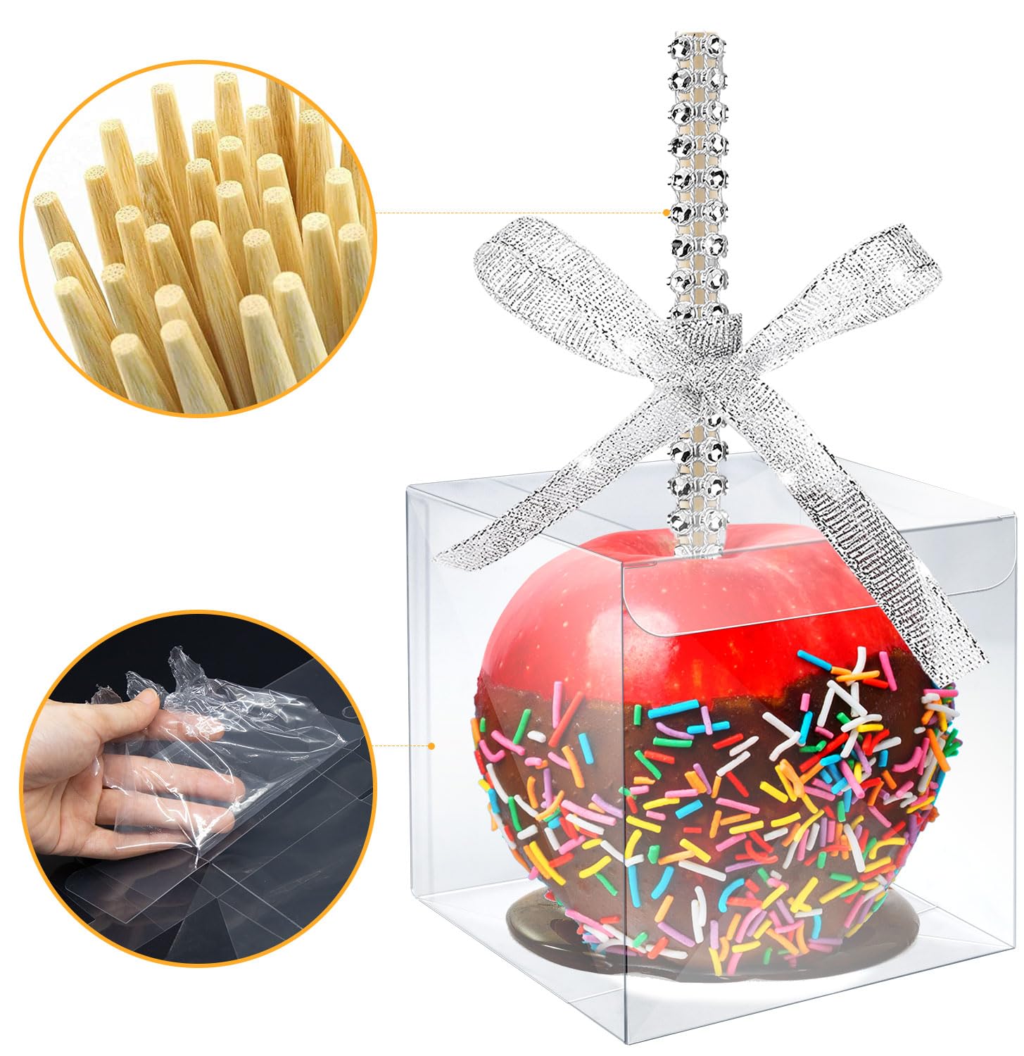 Set di 20 contenitori per torte pop, per caramelle e mele, con fori per il trattamento del cioccolato (blu