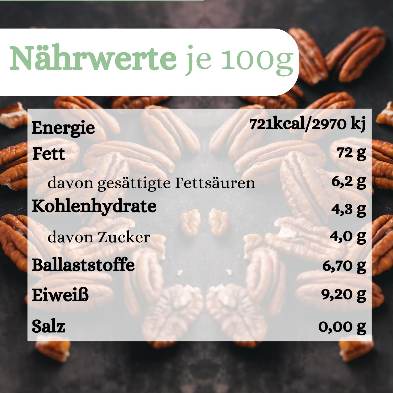 1001 Frucht - Pekannuss-Kerne, 1kg, Neue Ernte, ganze Hälften, Naturbelassene Nüsse Pekan unbehandelt Pekannüsse aus Kalifornien ohne Zusätze, Pecan Nüsse Rohkost-Qualität gentechnikfrei