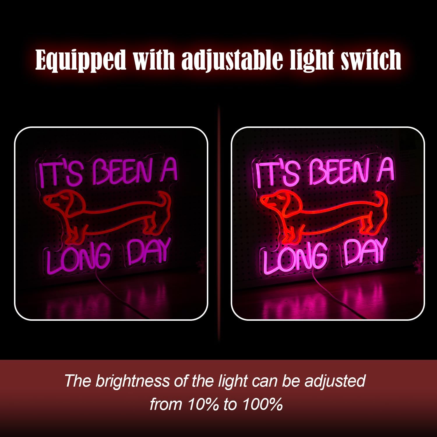 Dimmable Pink Dachshund Neon Sign - LED Light Up Wall Decor for Bedroom, Party Decor Gift for Dog Lovers (16.5*12.6In)