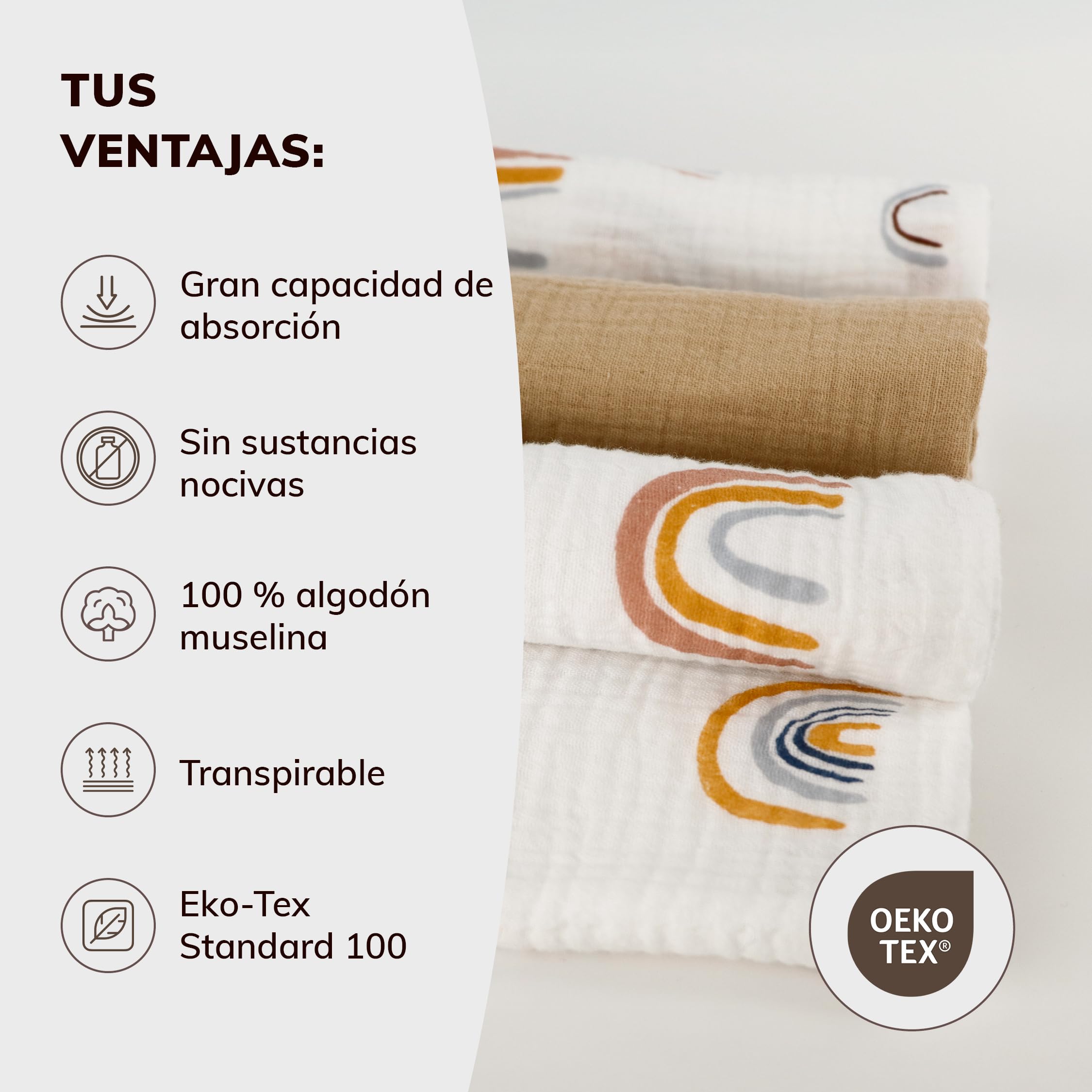 MYLILY | muselinas Bebe Set de Tres | gasas Bebe Algodon 100% | pañales de Muselina