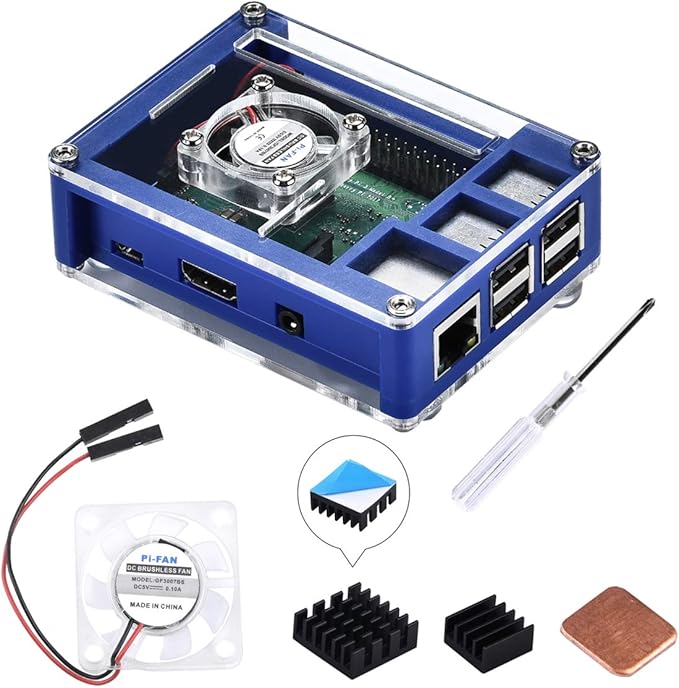 GeeekPi Raspberry Pi 3 B+ Gehäuse, Raspberry Pi Gehäuse mit Lüfter, Raspberry Pi Kühlkörper für