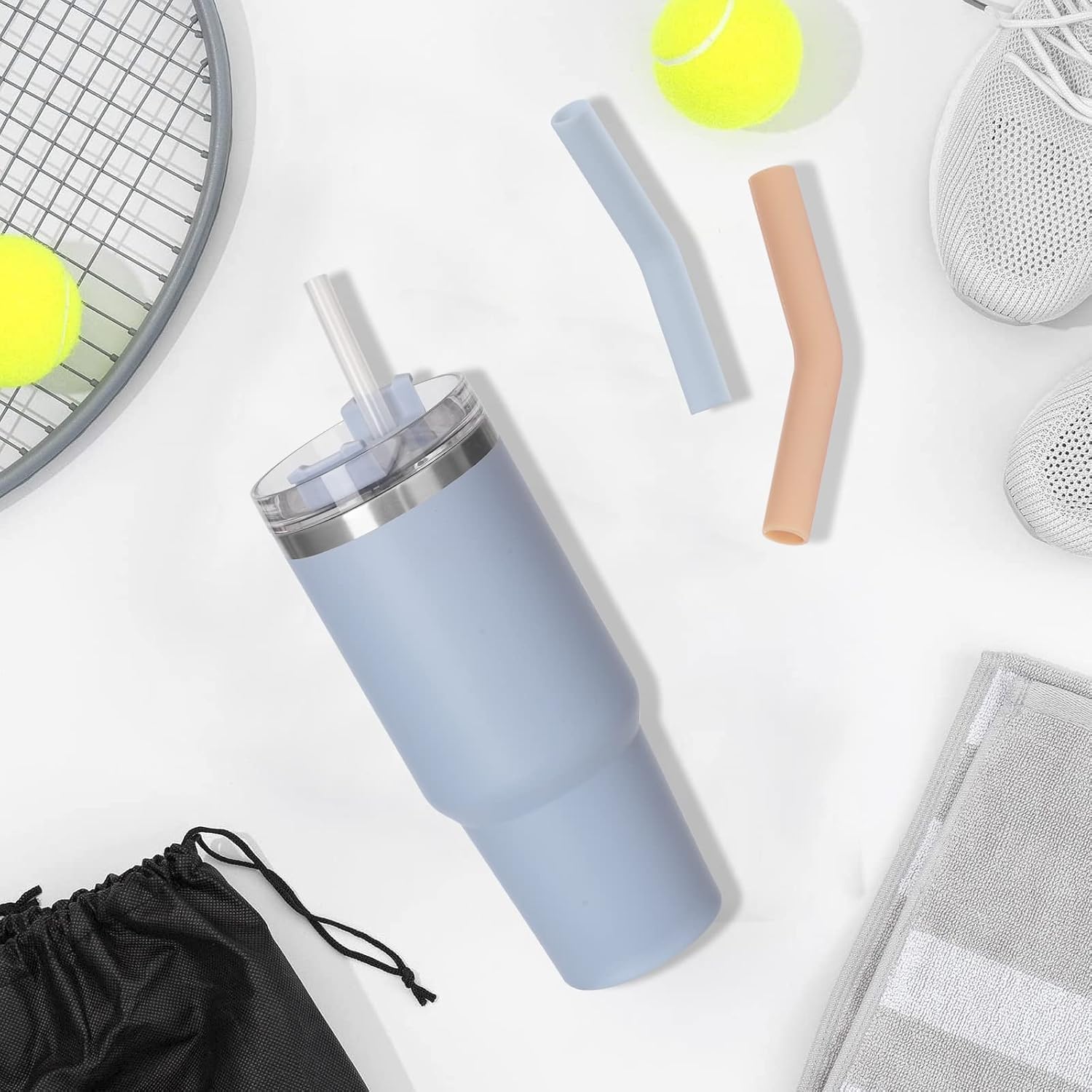 12 PCS Straw Toppers For Stanley Adventure Quencher Tumblers, Reusable Straw Tips For 0.4 inch Diameter Straws