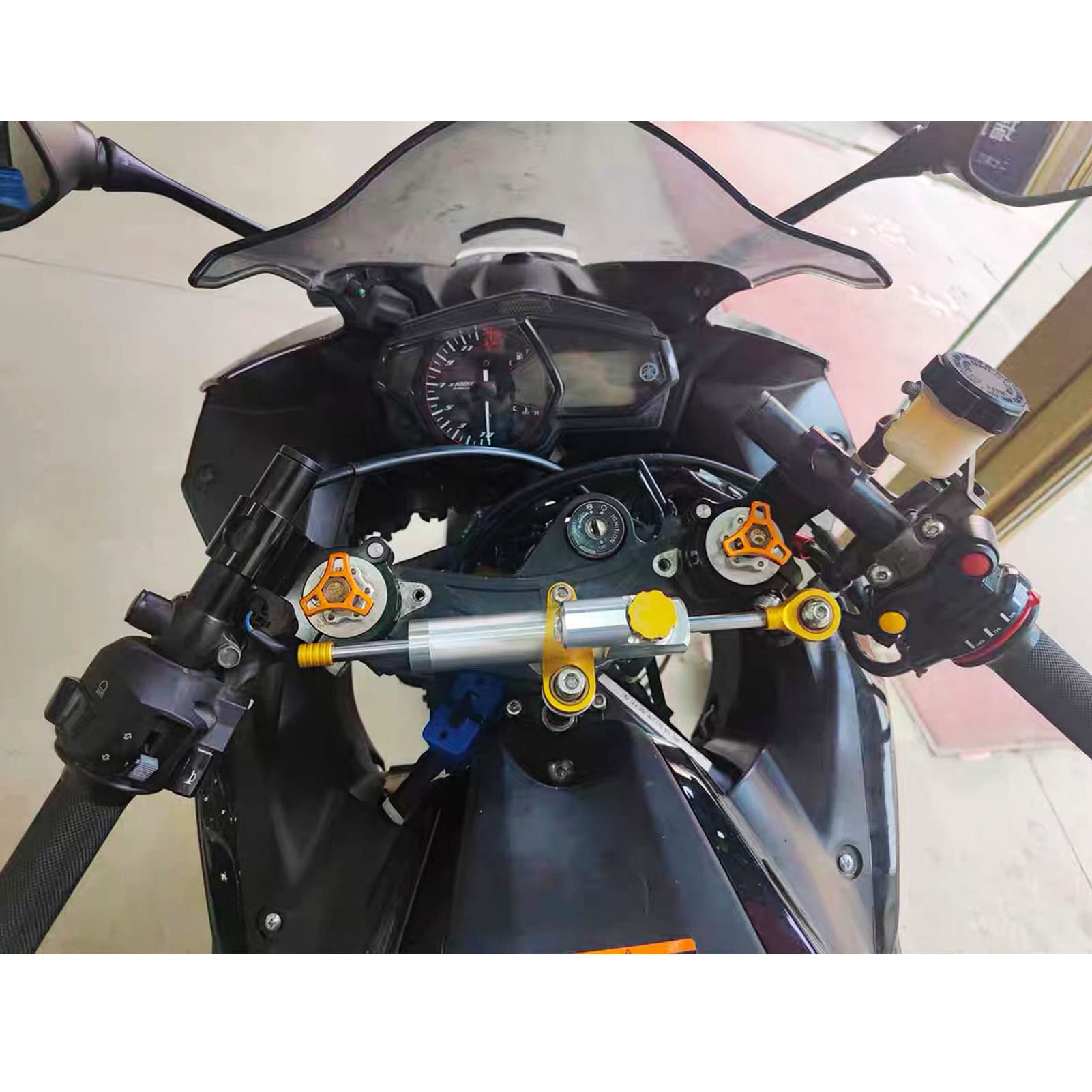 kit Demi Guidon bracelet Ø 45mm Pour CBR600RR 2003-2004 CBR900RR 1993-1999 fourche Ø 45mm cafe racer racing Demi guidon inclinaison 7° de tube Ø 22.2mm en aluminium