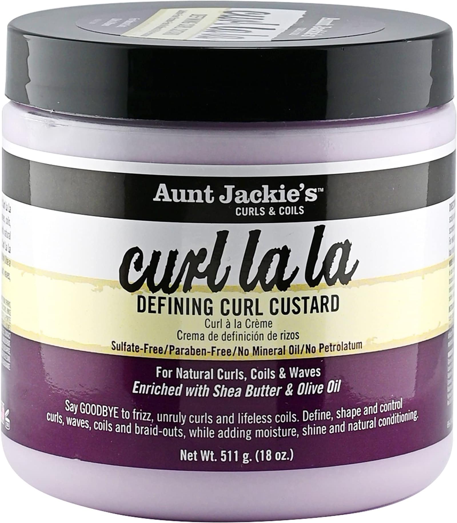 Curl La La Defining Curl Custard โ Enriched with Shea Butter & Olive Oil โ 511 g Tub (18 oz)