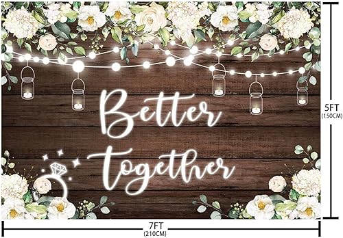 Miniatura 5 de SENDY Telón de fondo rústico de 7 x 5 pies, para despedida de soltera, boda, fiesta, fotografía, fondo blanco, anillo de diamantes florales,