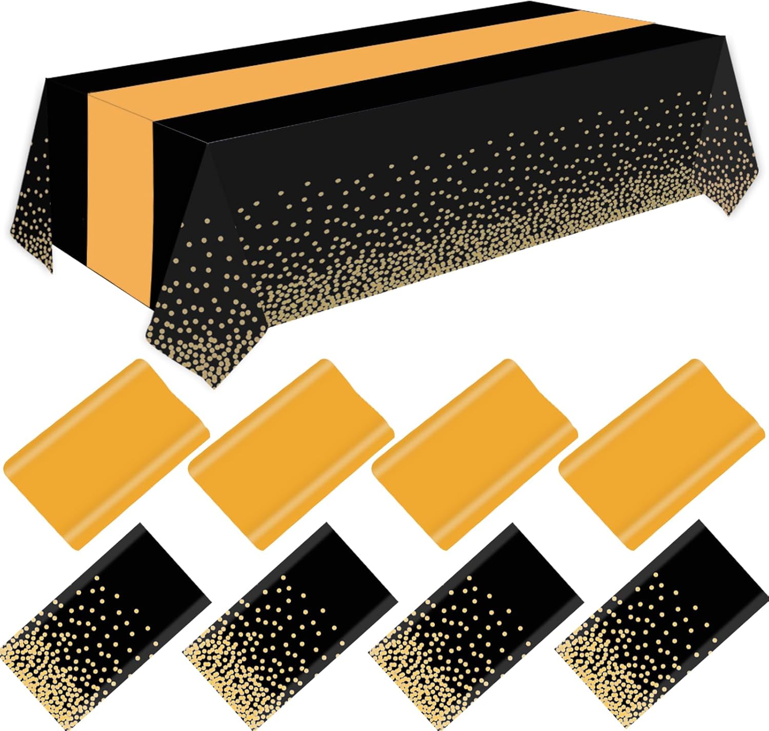 8 Pack Disposable Plastic Tablecloths and Satin Table Runners,54 x 108 Inch