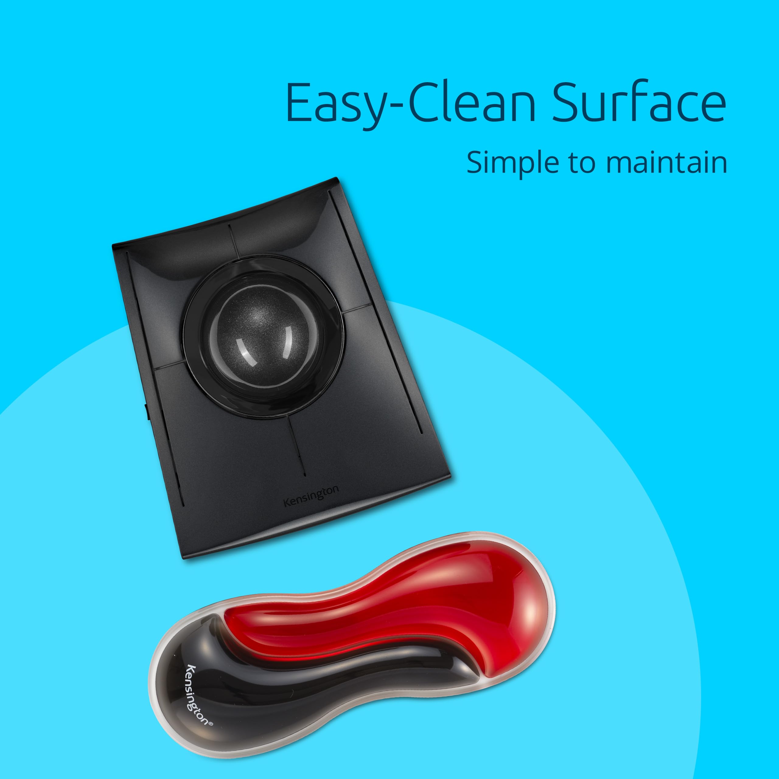 Kensington K62440WW - Reposamuñecas Slim Duo Gel para Ratón y Trackball, 192 x 72 x 22 mm, Alfombrilla Ergonómica, Evita Sobrecargas y Molestias, Compatible con Ratones y Trackballs, Negro/Rojo
