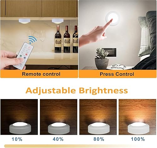 Miniatura 4 de Aokpsrt Luces de disco con control remoto, 16 luces LED inalámbricas intercambiables de color, luces debajo del gabinete, luces a pilas con