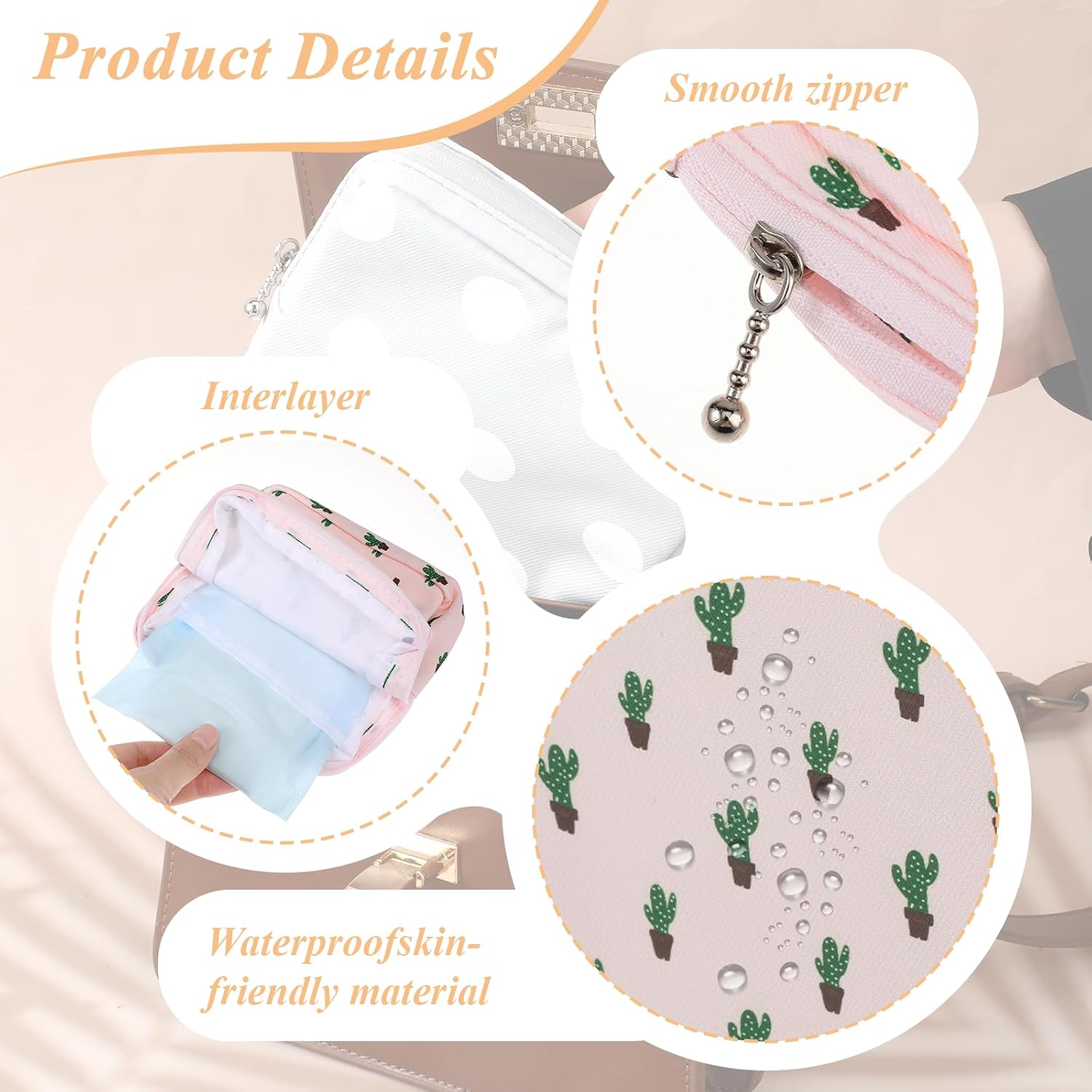 2 Pack Period Bag for Teen Girls, Period Pouch Women Sanitary Napkin Storage Bag, Pad Bag for Period, Portable Pad Pouch Sanitary Pads Organizer for Panty Liners, Tampons image 3