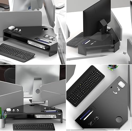 Miniatura 2 de Monitor Stand Riser - Double-Layer Computer Desktop Shelf with 2 Storage Slots - Universal Office Organization Rack