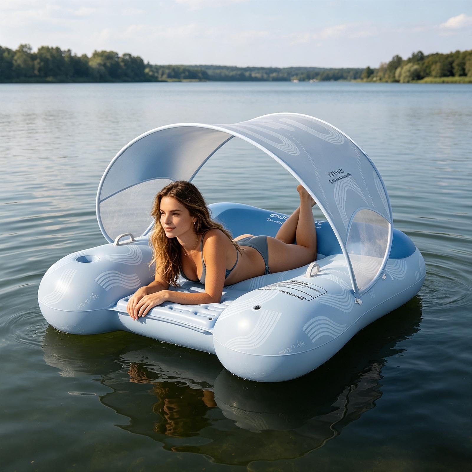 Pływaki basenowe z ergonomicznym zagłówkiem | muchiwany fotel basenowy do Opalania i Wody, na Podwórko, Plażę, Letnie Przyjęcie, Jezioro, Rzekę, dla Dorosłych Mężczyzn i