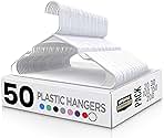Utopia Home - Plastic Hangers 50 Pack - Space Saving Clothes Hanger - Durable and Strong Closet Organizers and Storage Makes It Ideal Apartment or Dorm Room Essentials for Girls or Guys (White)