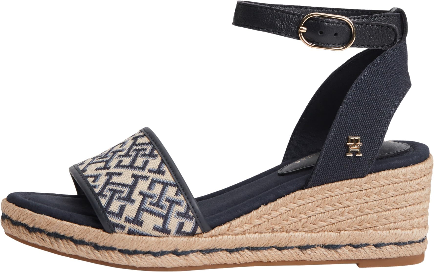 Tommy Hilfiger Women's Space Blue Logo Plaque Jacquard Wedge Heel Espadrilles