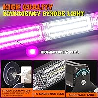 Vista 3 de Barra de luces estroboscópicas de advertencia intermitentes de emergencia de 2 x 17.7 pulgadas con controlador de pantalla digital, 20 patrones