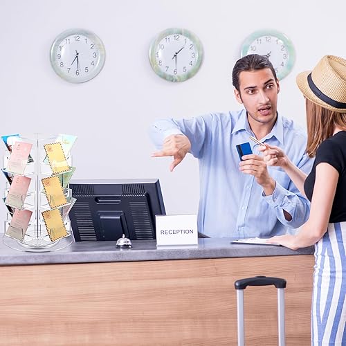 Miniatura 5 de Menkxi Soporte giratorio de acrílico para tarjetas de visita de 3 niveles, soporte giratorio para tarjetas de felicitación, soporte de exhibición