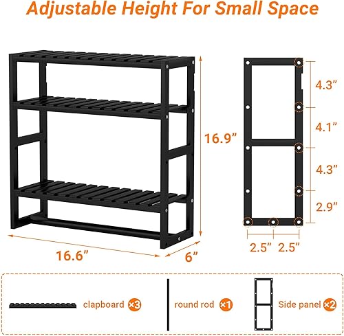 Miniatura 7 de PPN Toallero de baño, estantes de almacenamiento sobre el inodoro con toallero, 100% bambú, altura ajustable, estante flotante de pared para espacio