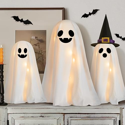 Halloween Decorations Indoor - 3 Packs DIY Light-Up Spooky Ghosts