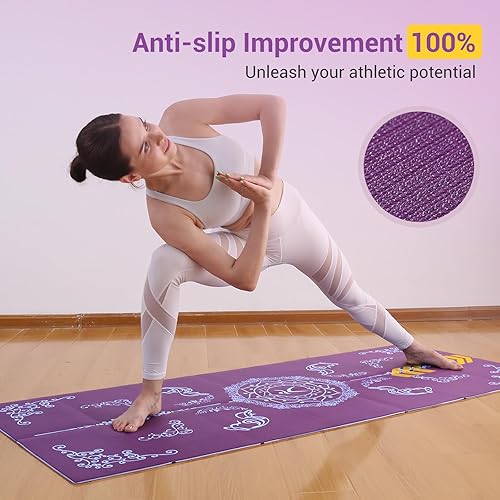 Miniatura 3 de Avoalre Folding Yoga Mat - Eco-Friendly Travel Yoga Mat Packable - Double Sided Non-Slip Printed Yoga Mats with Bag for Home Workout Gym Exercise
