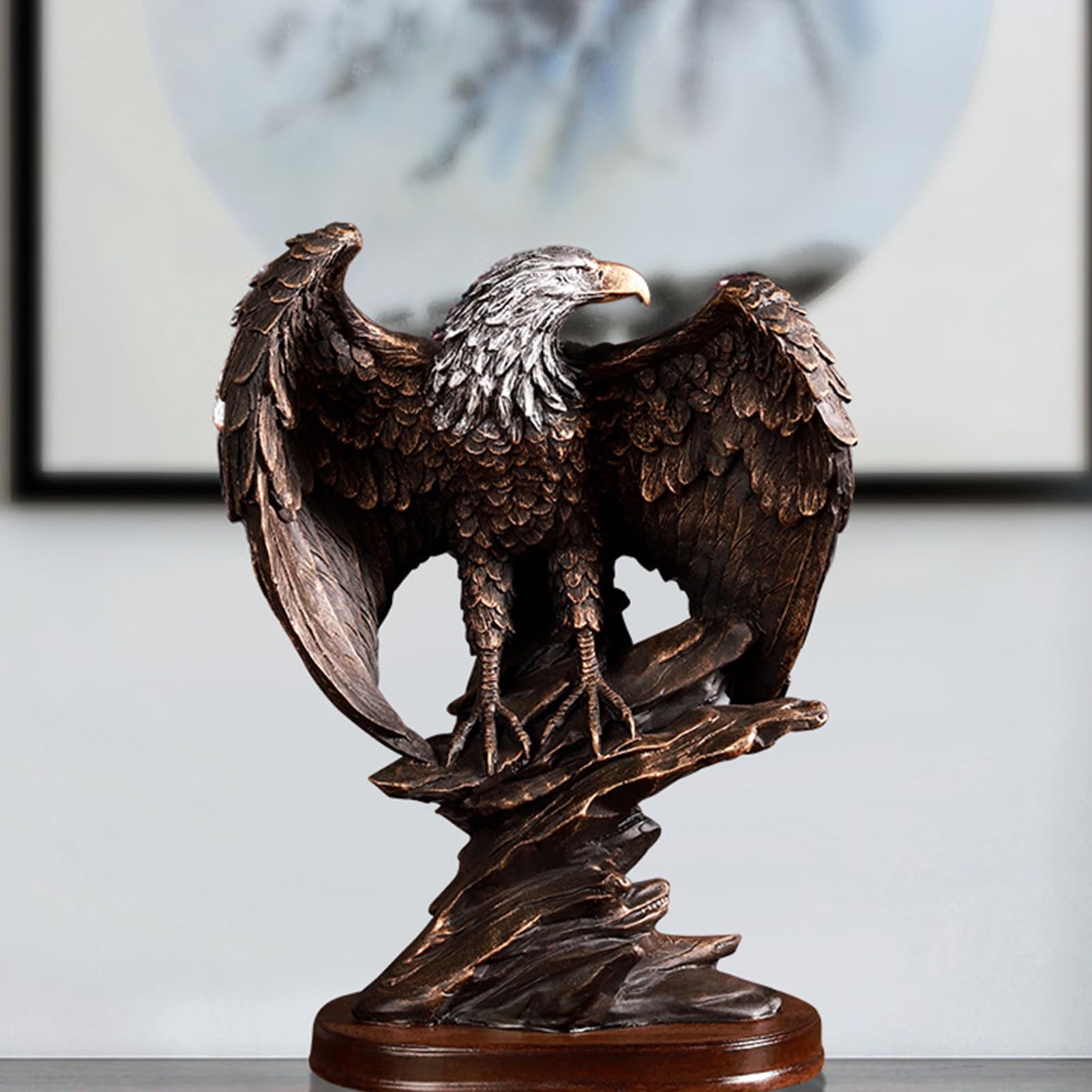 Statua dell'Aquila in Resina, Stile retrò, Bronzo, Pitturato, Autoportante