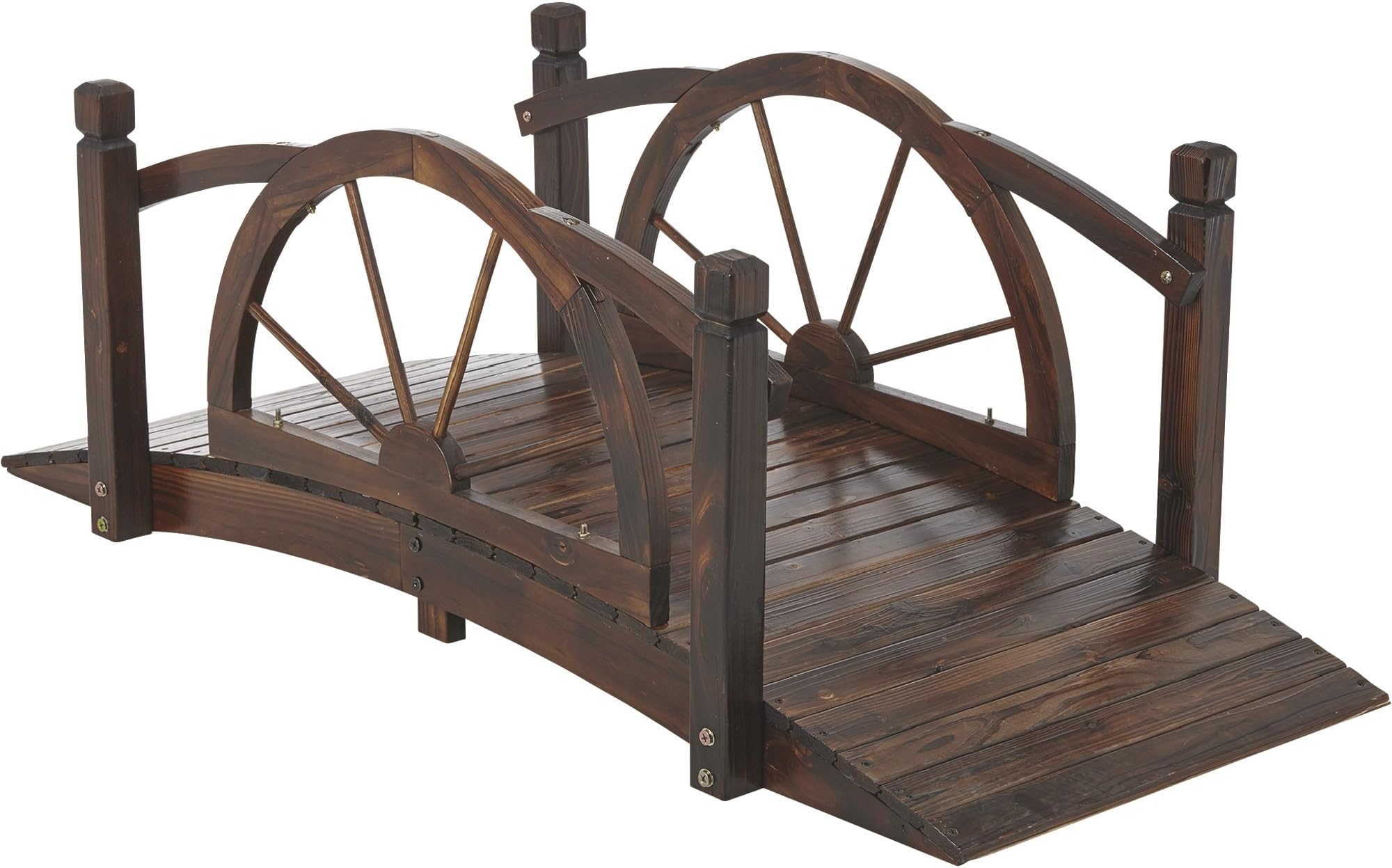 Wagon Wheel Wood Garden Bridge - 5ft Long