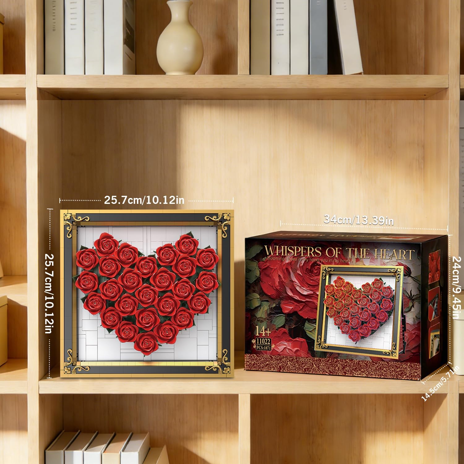 Art Roses Building Set with Stand, 26 Roses Flowers 3D Wall Art Framed for Adults, Compatible with Lego Wall Art Sets, Valentines Day Gifts for Her Girlfriend Mom Wife, 1871 PCS Age 18+ - Image 6