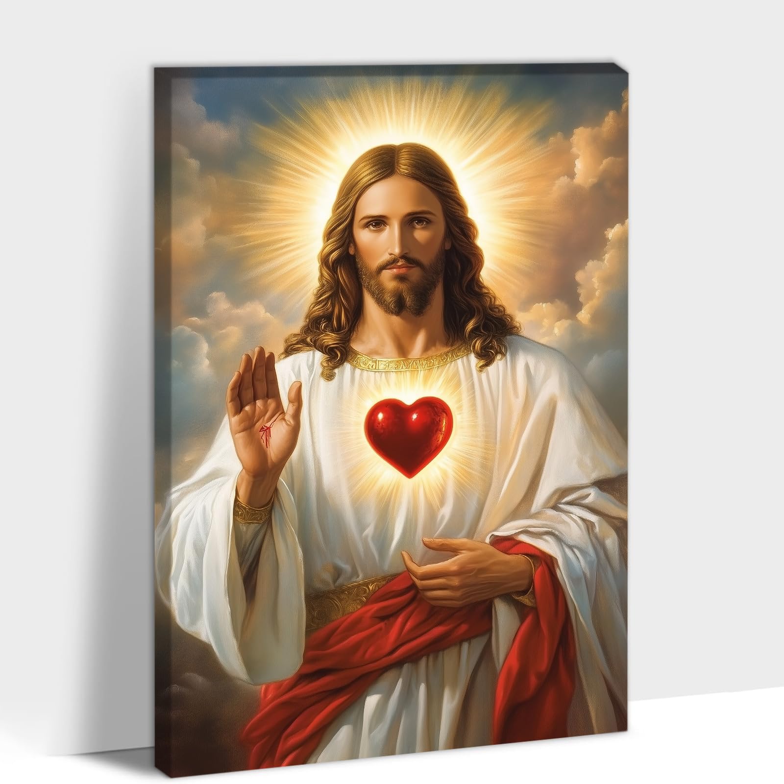 キリスト教の装飾 イエスの神聖な心壁アート、キリスト教の宗教キャンバス絵画、教会、寝室、リビングルーム用 30.5x40.64cm  Amazon.co.jp: ANRUOXI イエス キリスト教 キャンバスウォールアート、宗教的な壁アート 装飾 寝室 リビングルーム イエスの死  ピクチャー ..., image size:1600x1600