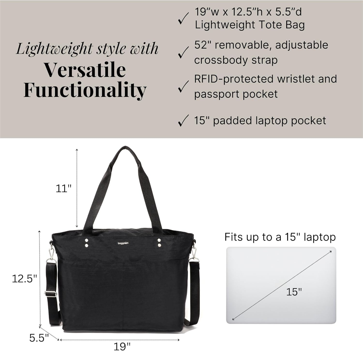 Baggallini Womens Carryall Laptop Tote - Image 4