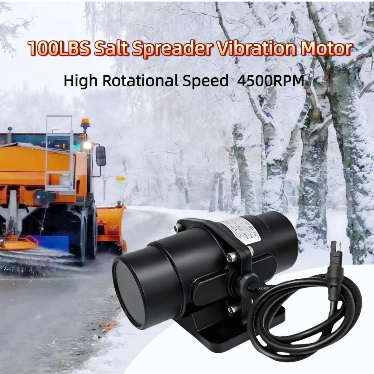 100LBS 12VDC Vibrator Motor for Salt Sand Spreader & Concrete Mixer, High Speed 4500RPM with Mounting Screws