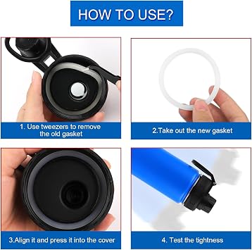12pcs Stainless Steel Water Bottle Lid & Spout Lid Gasket