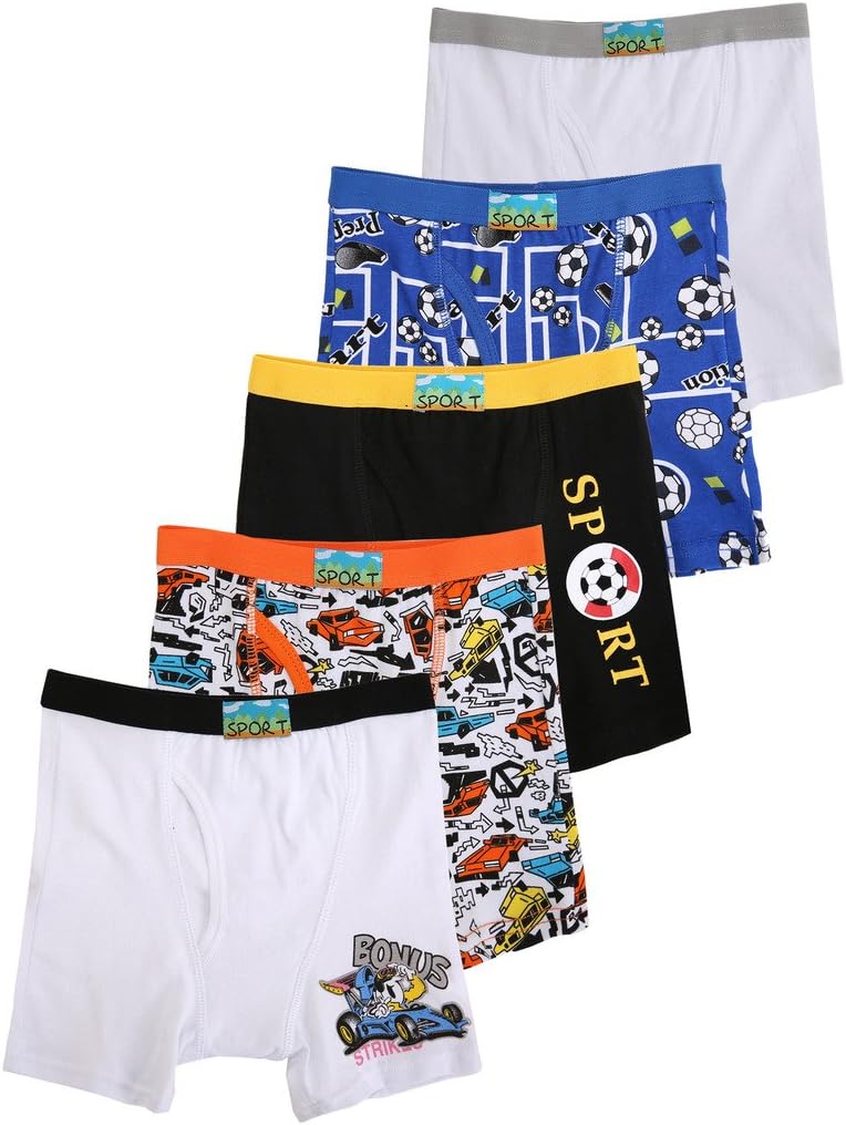 Dimore Boys' Underwear Brief 5 Pack Boxer Brief Cotton Stretch Underwear size 8