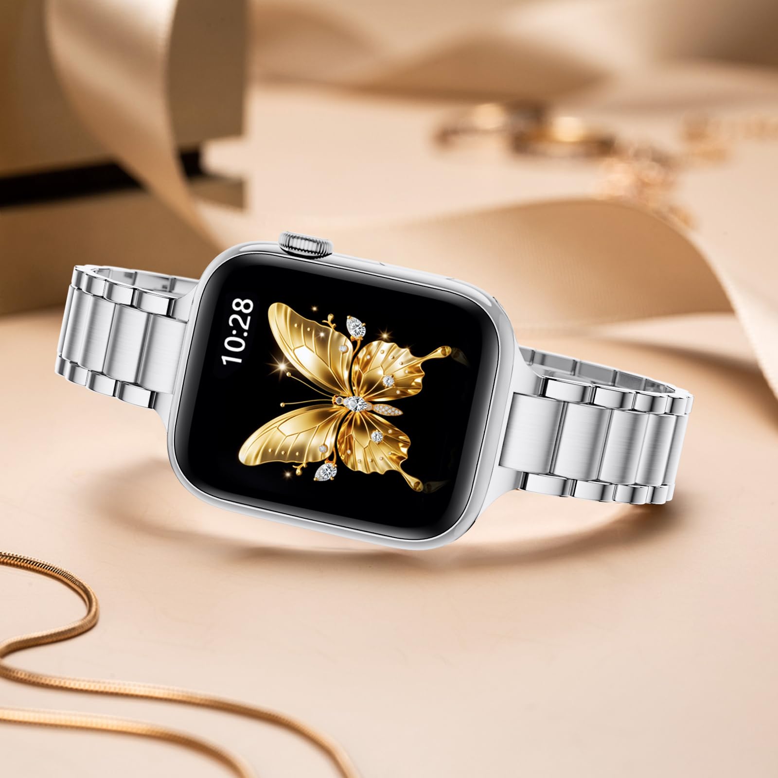 WFEAGL Slim Straps Compatible with Apple Watch Straps 40mm 38mm 41mm 42mm (Series 11 10),Slim Stainless Steel Replacement Strap Compatible iWatch SE/Ultra/iWatch Series 11 10 9 8 7 6 5 4 3 2 1,Silver - Image 2