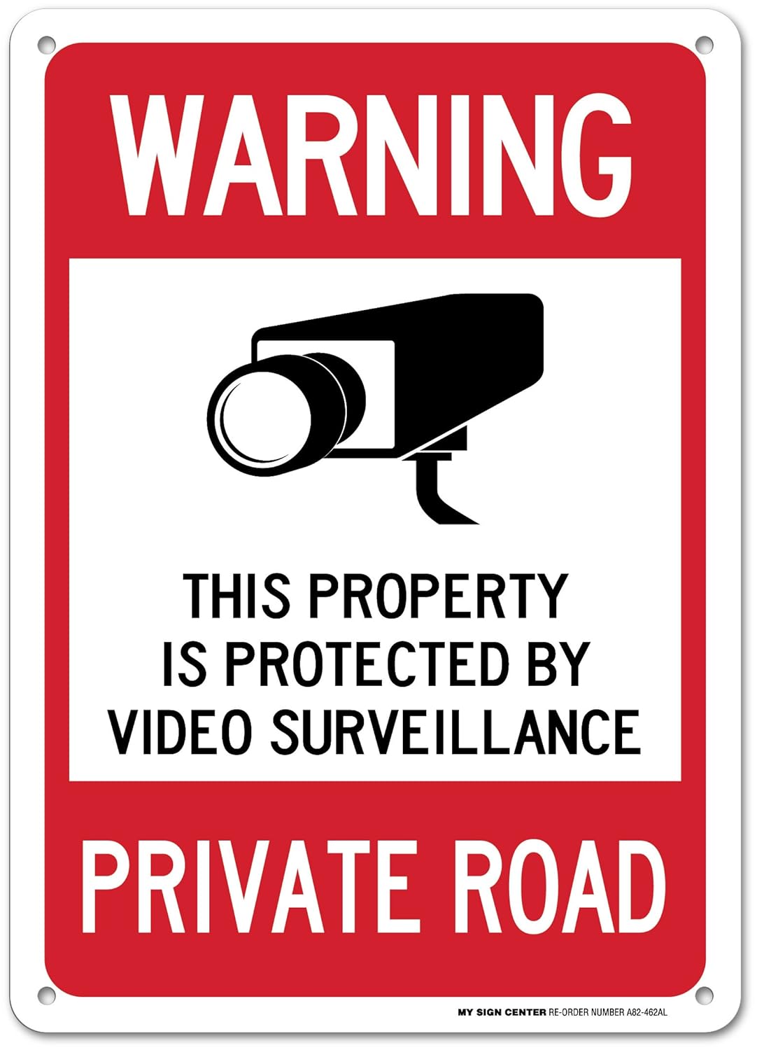 Private Property Video Surveillance Sign No Trespassing Security Camera Sign, 10" x 14", Rust