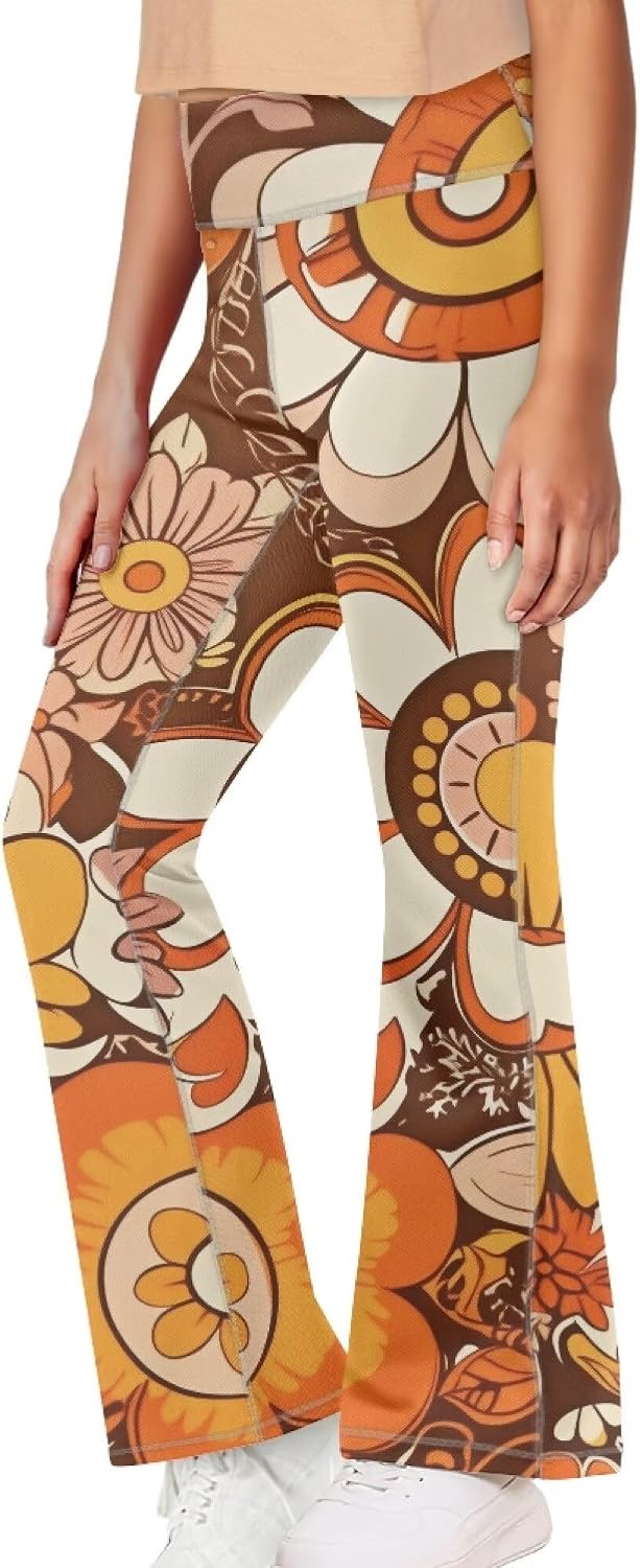 Cute Trendy High Waist Girls Leggings Flare Yoga Pants for Kids Girls Summer Breathable Bell Bottom Oufits