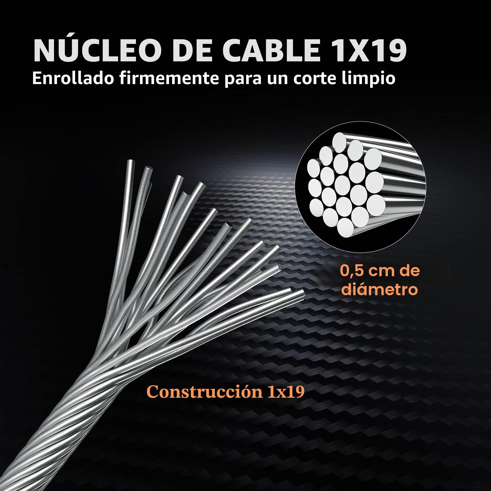 VEVOR Cable de alambre de 152 m x 4,8 mm, 1 x 19 construcción, acero inoxidable T316, superficie pulida, cable de alambre de 1905,1 kg, resistencia a la rotura, cuerda de acero inoxidable para