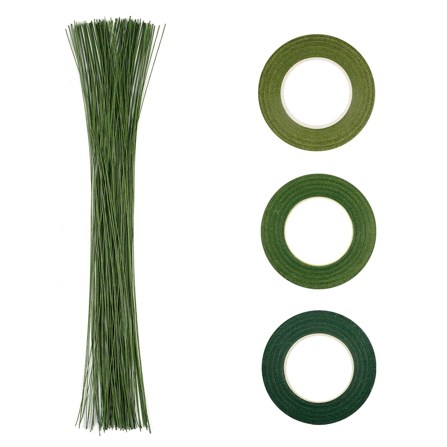 Ucatcher Floral Stem Wires with Tapes, 100 PCS 14 Inch 24 Gauge Dark