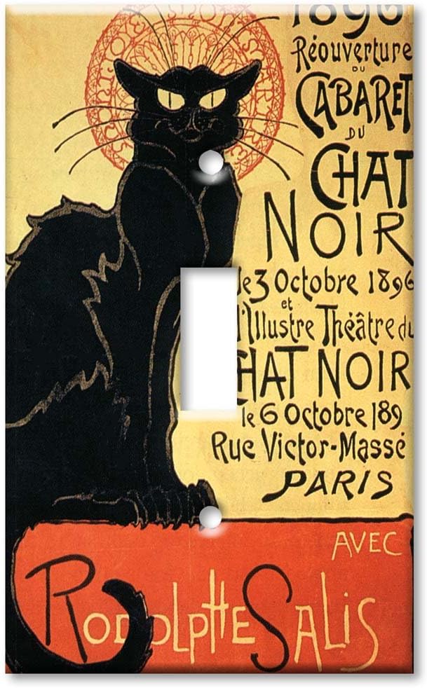 Art Plates Single Gang Toggle Decorative Metal Wall Plate Chat Noir