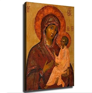 Our Lady Madonna and Child Orthodox Icon Christian Poster Canvas Wall Art Painting Print Painting Suitable for Bedroom Dormitory Living Room and Other Wall Decoration (16x24inch(40x60cm))