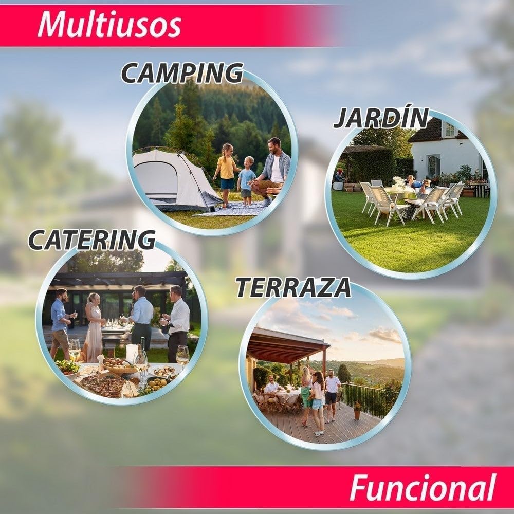 LOLAhome Mesa Plegable, de Acero Anticorrosión y HDPE (De 180x70x74 cm) | Resistente, fácil Transporte, fácil Montaje | Ideal Acampadas, Picnic, Catering, Jardín, Terraza