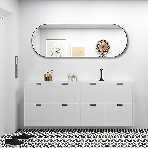 Miniatura 9 de Niccy Espejos ovalados de longitud completa de 65 x 22 pulgadas, espejo largo de pared con marco de aluminio, espejos de cuerpo grande para sala de