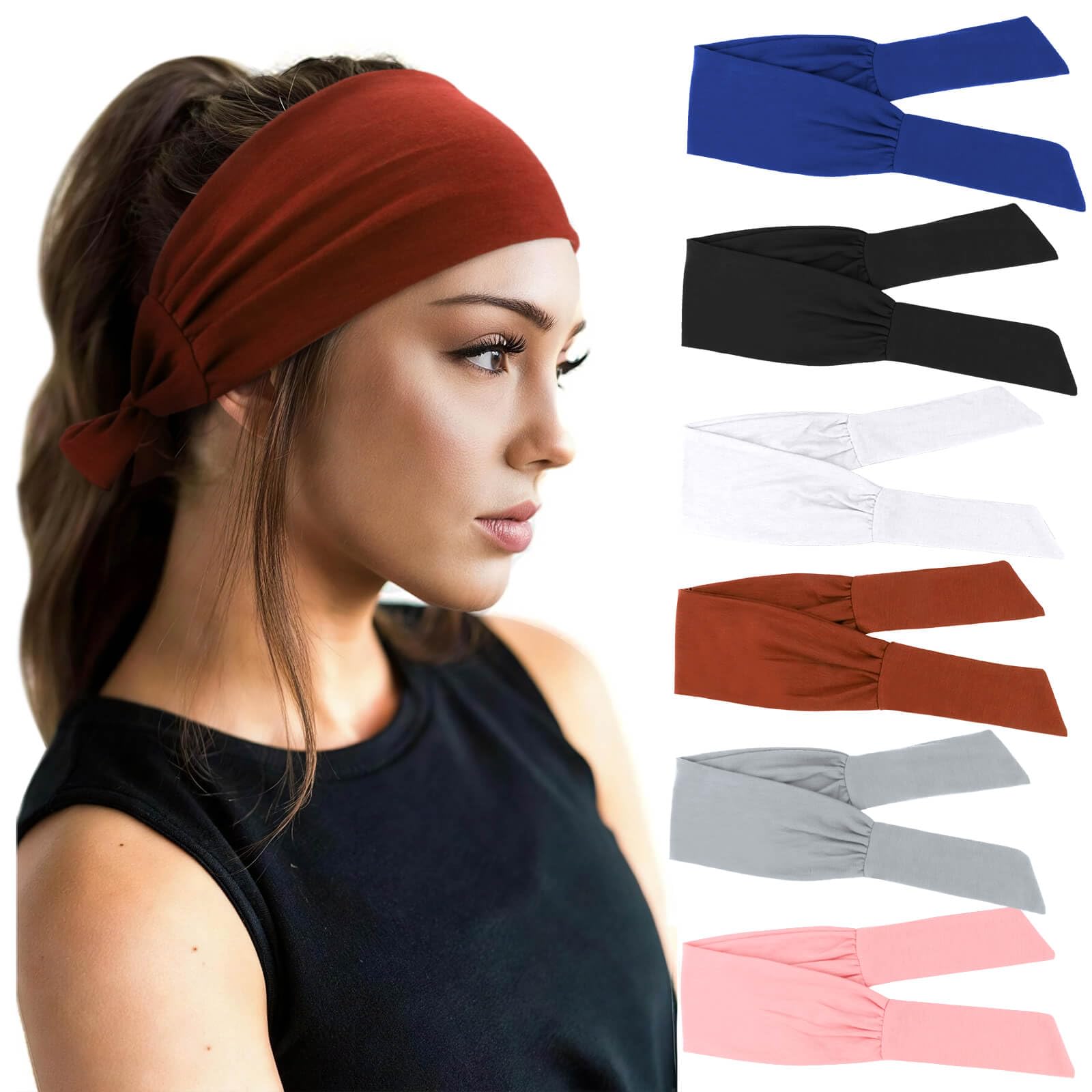 DRESHOW 6 Stück Damen Boho Stirnband Kopfband Haarband Gedruckt Stirnbänder Knoten Verdrehtes Elastische Kopf Wickeln Niedlich Haarschmuck für Mädchen