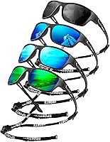 Vista 23 de KALIYADI Gafas de sol polarizadas para hombre, gafas de sol deportivas para conducir, ciclismo, pesca, con protección UV