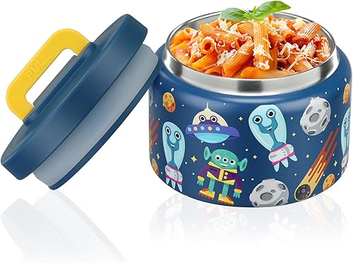 Termo infantil de 8 onzas para comida caliente, contenedor pequeño de acero inoxidable, termo de boca ancha fácil de abrir para alimentos fríos y