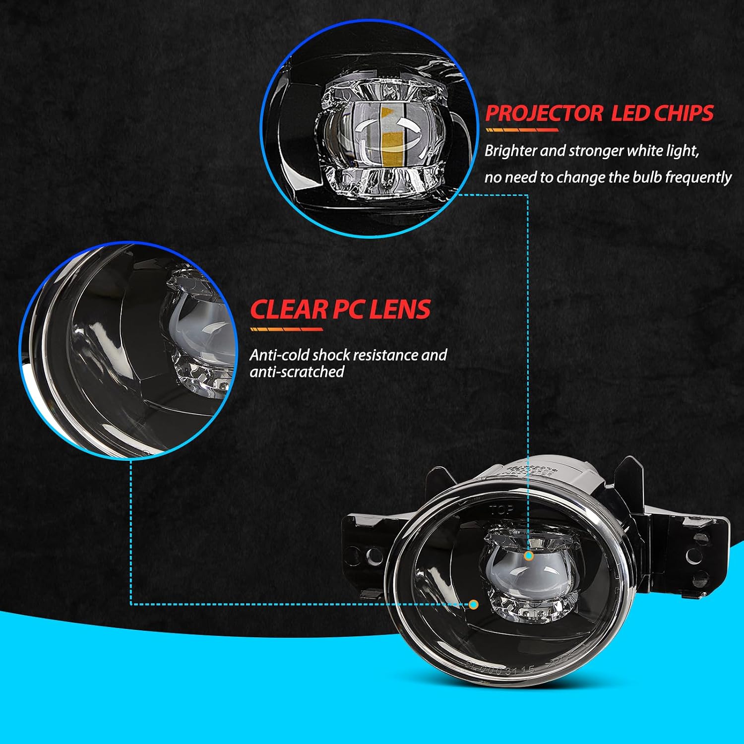 Fog Lights for 2007-2018 Nissan Altima,2007-2014 Maxima,2013-2016 Pathfinder,2012-2019 Versa,2004-2019 Sentra Replacement Kit for 2008-2016 Rogue with LED Bulbs(Clear Lens)