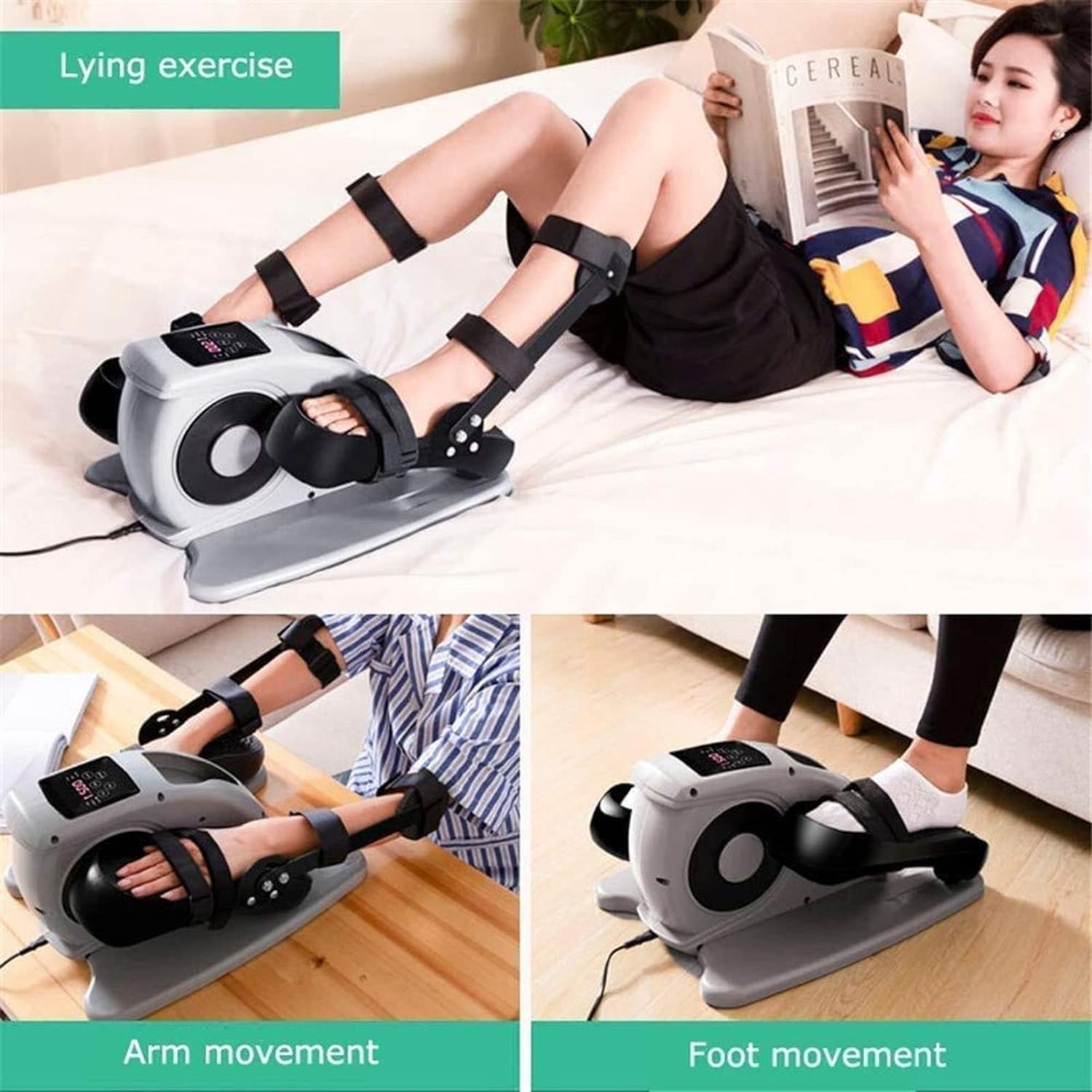 Elektrischer Pedaltrainer für Arme und Beine, Mini-Heimtrainer mit LCD-Display und 5-Gang-Steuerung, ideal für Zuhause und Büro