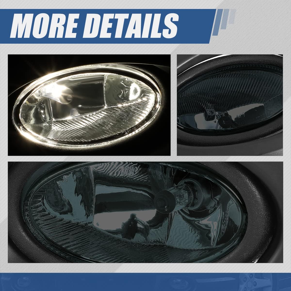 Auto Dynasty Fog Lights Assembly Compatible with 2002-2004 Acura RSX, Fog Lamp Replacement with Bezel Switch and Wiring Harness, Driver Passenger Side, Smoked Lens