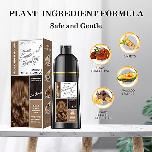 Vista 20 de Champú de tinte natural para el cabello – Color de cabello para cobertura de cabello gris – Tinte de cabello castaño medio para teñir el cabello