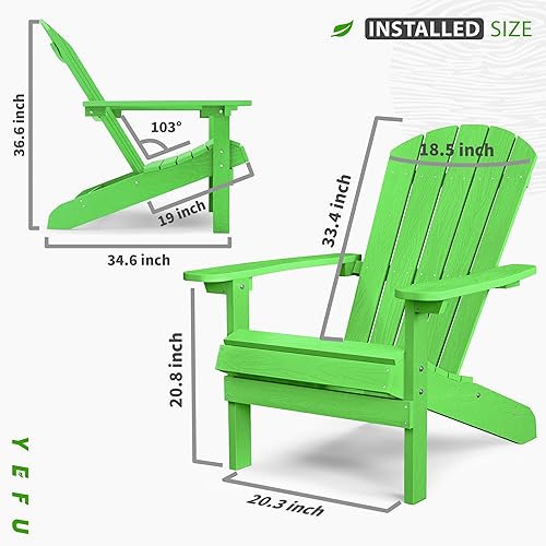 Miniatura 3 de YEFU Silla Adirondack de plástico resistente a la intemperie, sillas de patio de 5 escalones, fácil instalación, se ve exactamente como madera real,