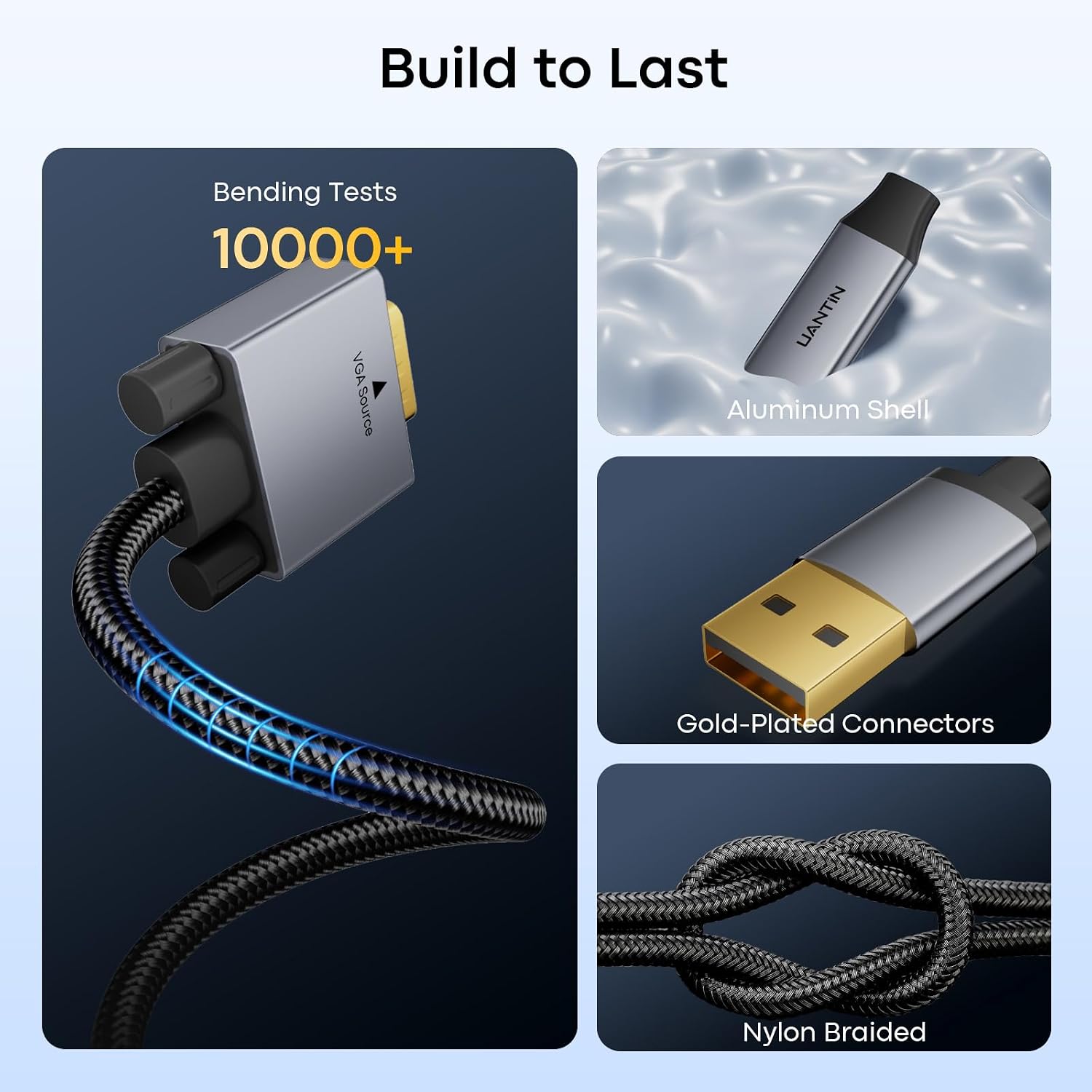 UANTIN VGA to HDMI Adapter, 1080P@60Hz Uni-Directional Male to Female | VGA Source to HDMI Display Adapter, Compatible for Computer, Desktop, Laptop, PC, Monitor, Projector, HDTV