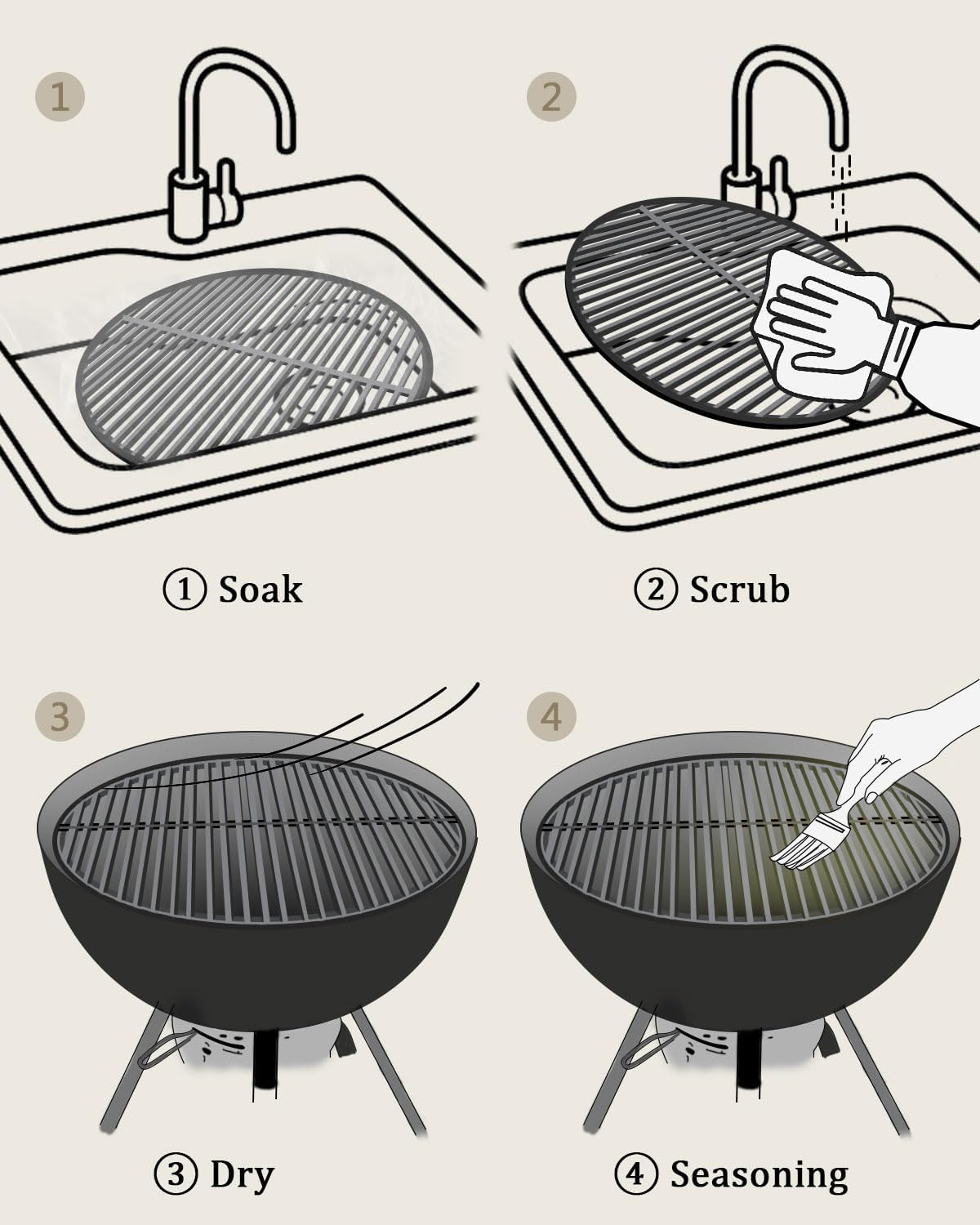 Cast Iron Grill Grates Grid Round for 22 Inch Weber Charcoal Grill,Cooking Grate Replacement fit Weber 22 Performer Bar-B-Kettle,Master-Touch and One-Touch,Works on Recteq Bullseye and Barrel